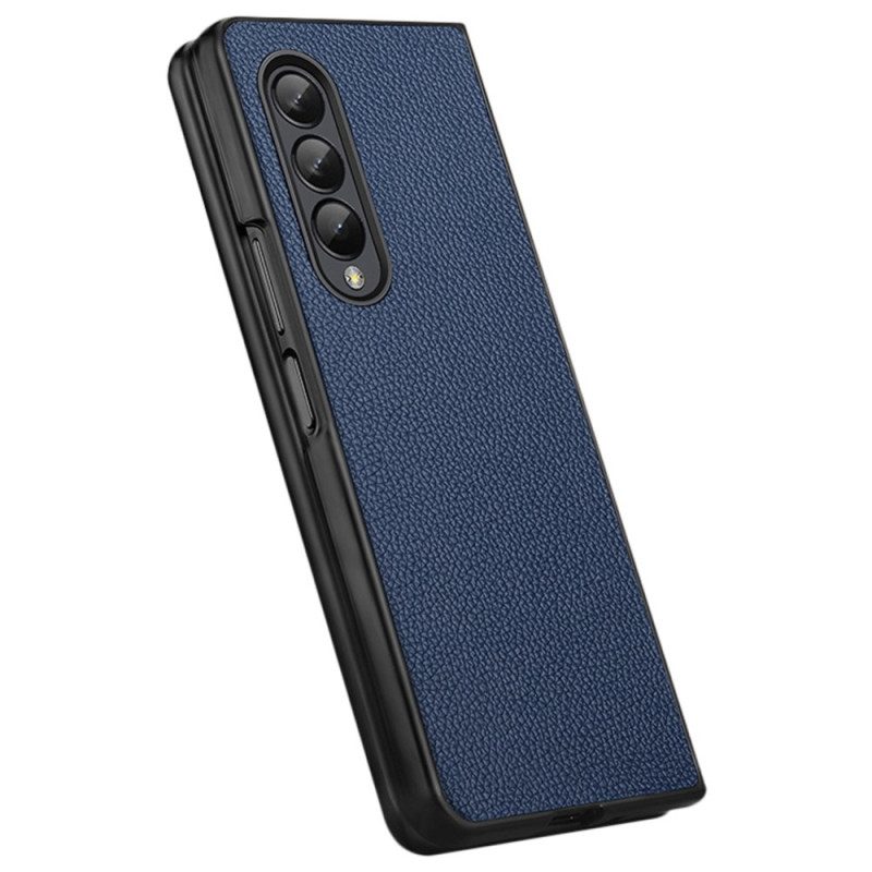 Cover Samsung Galaxy Z Fold 4 Litchi In Vera Pelle