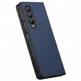 Cover Samsung Galaxy Z Fold 4 Litchi In Vera Pelle