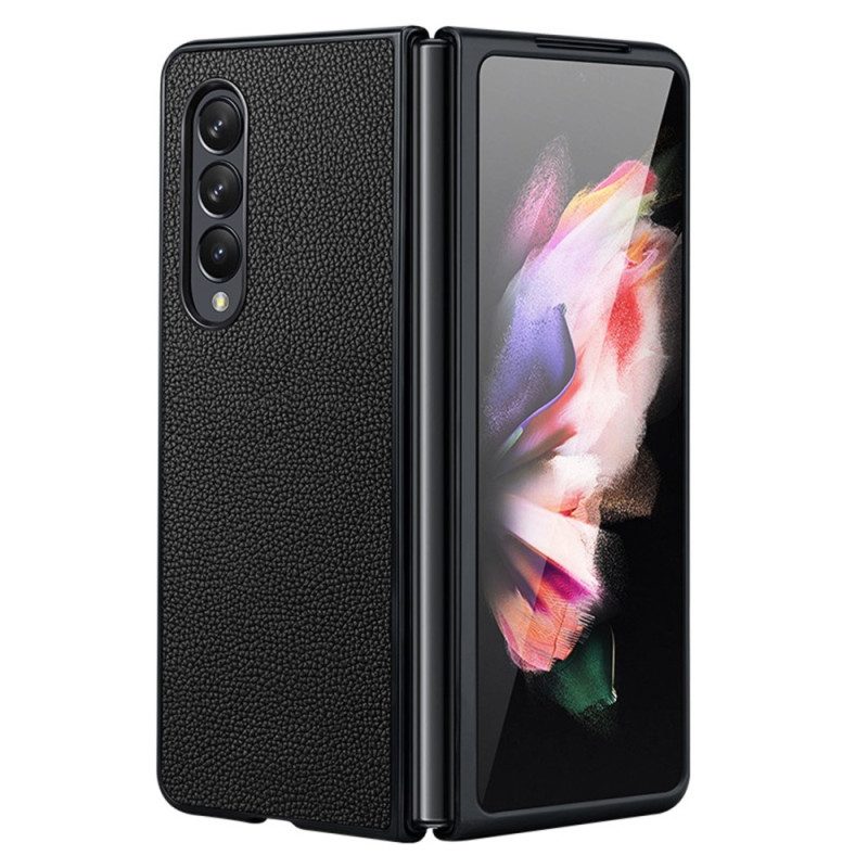 Cover Samsung Galaxy Z Fold 4 Litchi In Vera Pelle