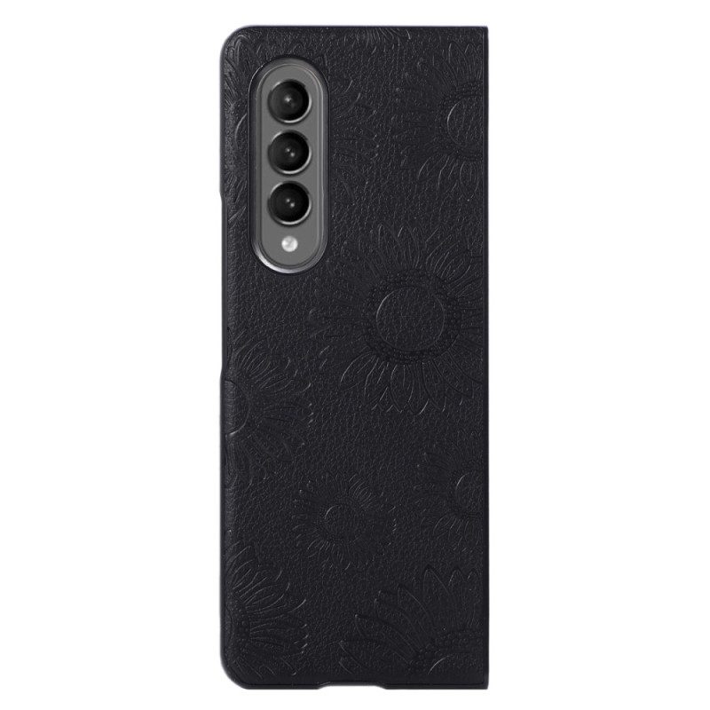 Cover Samsung Galaxy Z Fold 4 Modello Girasole Rivestito In Similpelle