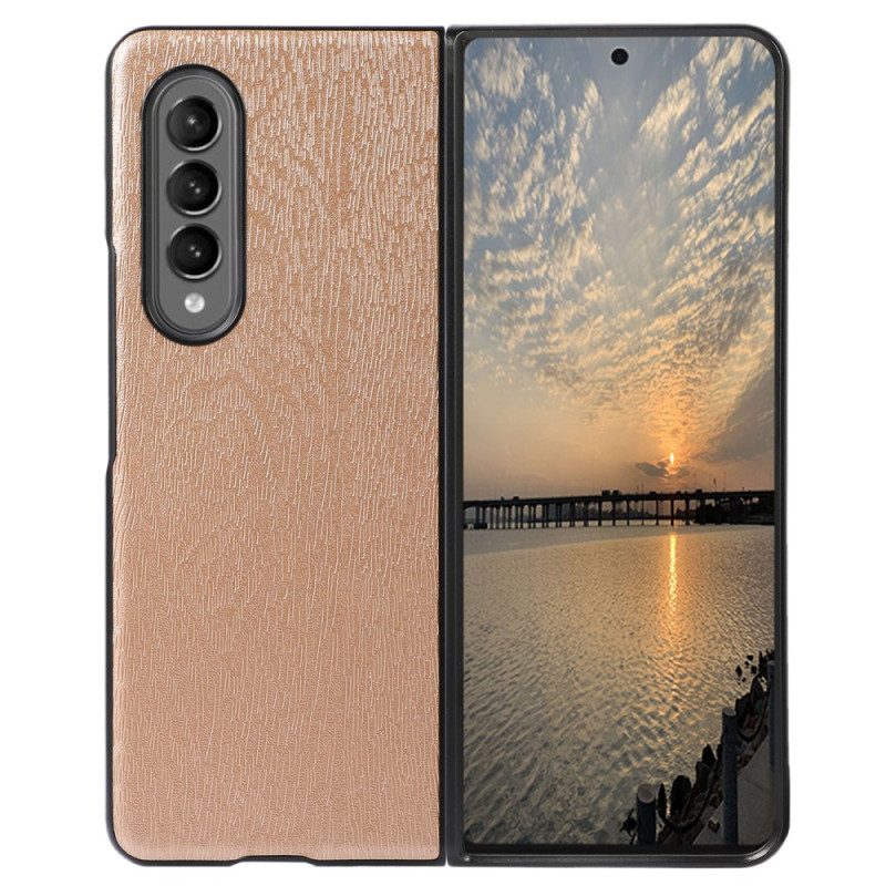 Cover Samsung Galaxy Z Fold 4 Trama Di Legno In Ecopelle