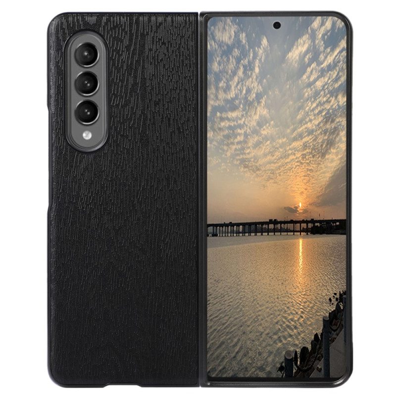 Cover Samsung Galaxy Z Fold 4 Trama Di Legno In Ecopelle