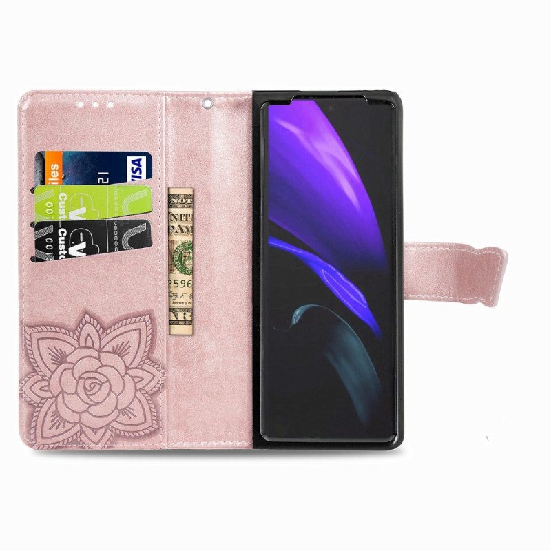 Custodia in pelle Samsung Galaxy Z Fold 4 Farfalla Gigante