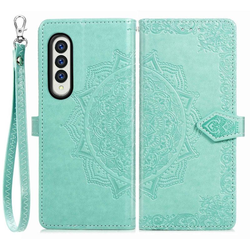 Custodia in pelle Samsung Galaxy Z Fold 4 Mandala Strappy Medievale