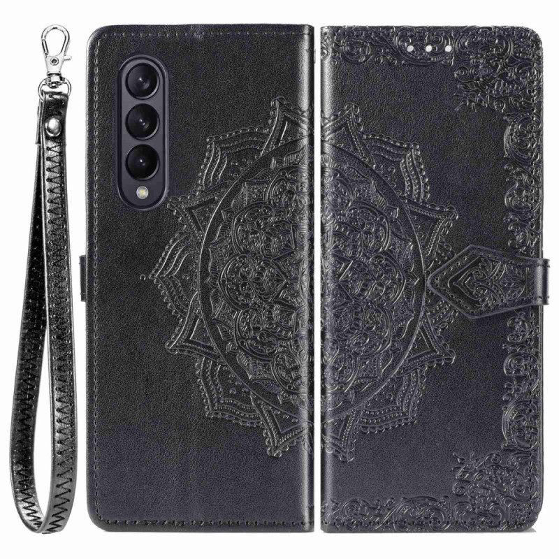 Custodia in pelle Samsung Galaxy Z Fold 4 Mandala Strappy Medievale