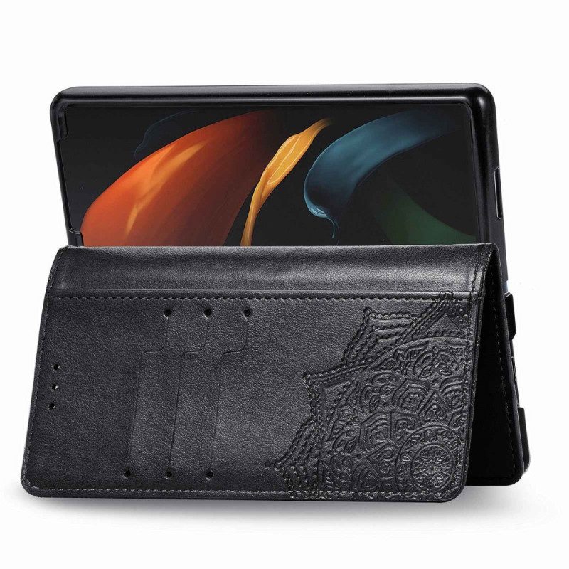 Custodia in pelle Samsung Galaxy Z Fold 4 Mandala Strappy Medievale