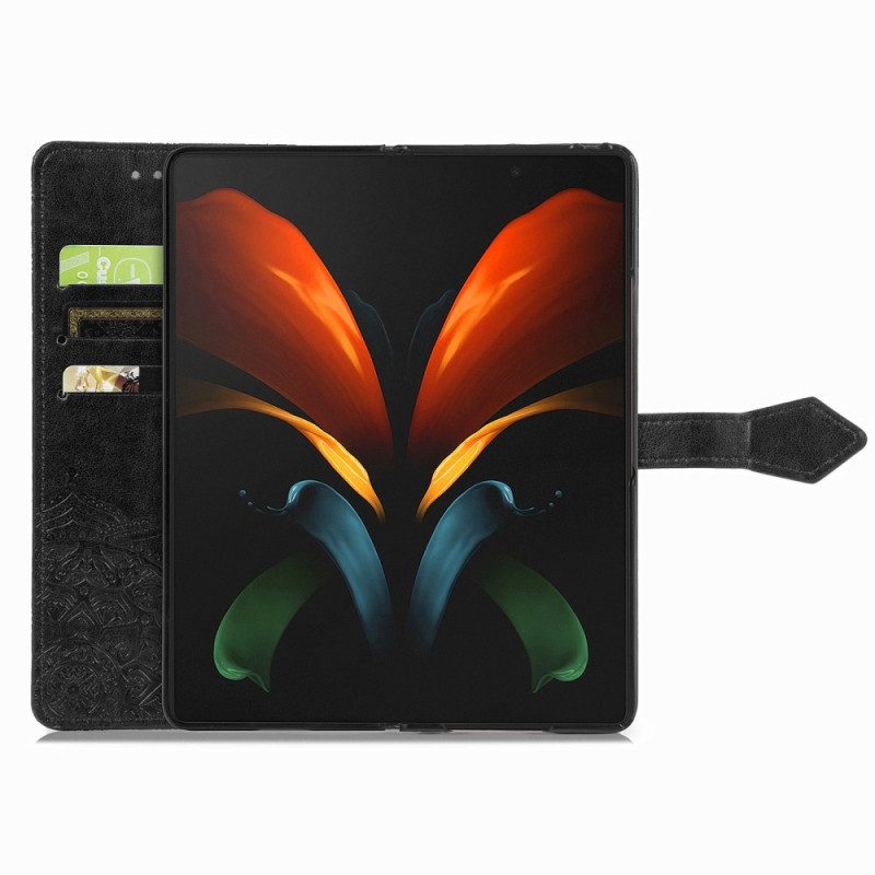 Custodia in pelle Samsung Galaxy Z Fold 4 Mandala Strappy Medievale