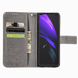 Custodia in pelle Samsung Galaxy Z Fold 4 Modello Di Trifogli Con Cinturino