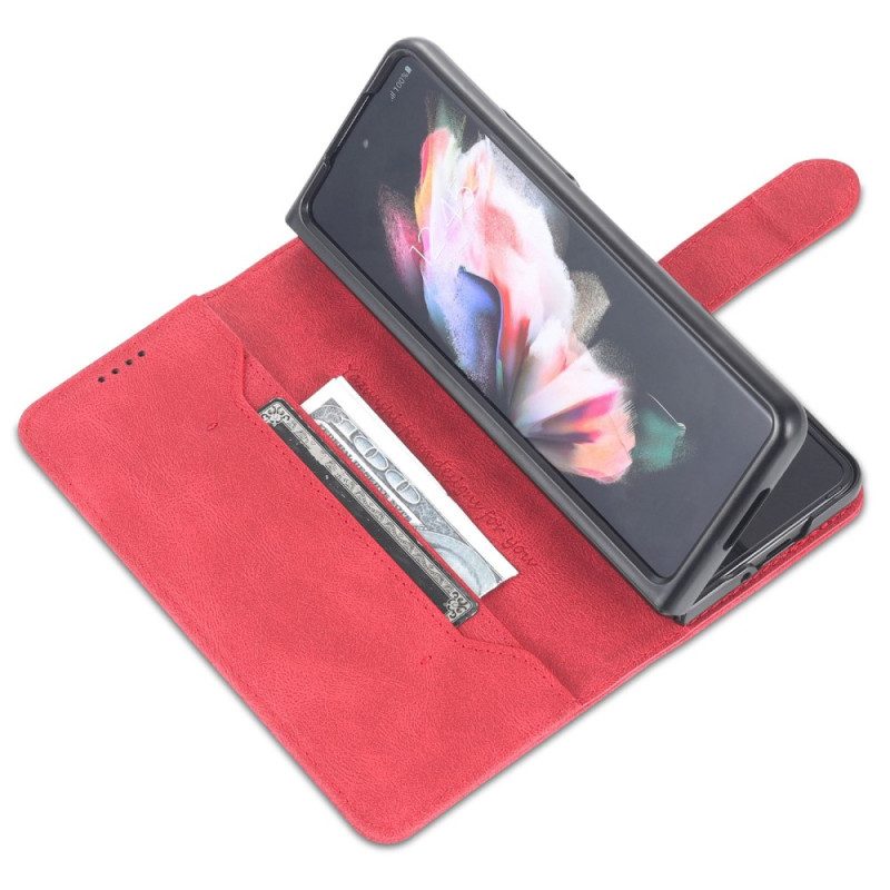 Custodia in pelle Samsung Galaxy Z Fold 4 Portafoglio Portafoglio Cucito Azns