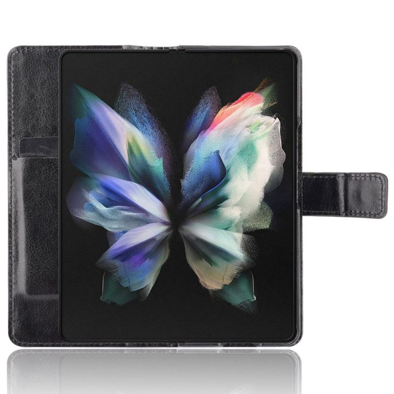 Custodia in pelle Samsung Galaxy Z Fold 4 Strappy Affari Retrò