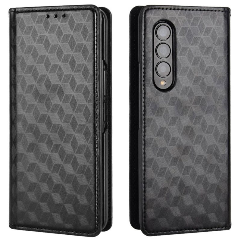 Folio Cover Samsung Galaxy Z Fold 4 Custodia in pelle Cubo 3d