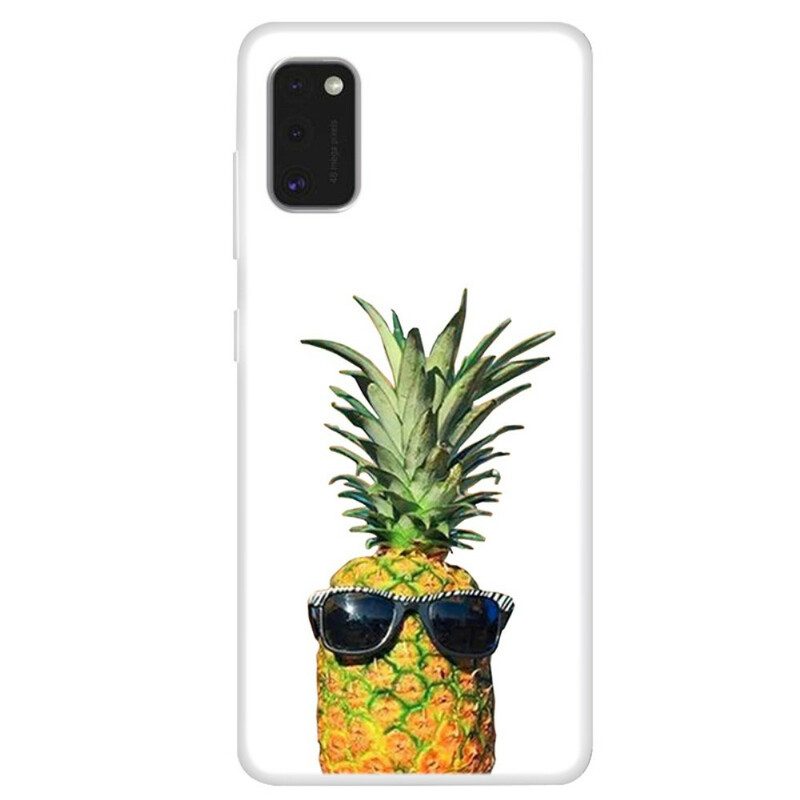 Cover Samsung Galaxy A41 Ananas Trasparente Con Occhiali