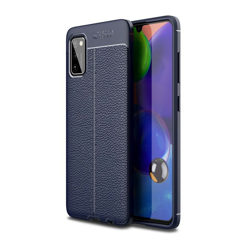 Cover Samsung Galaxy A41 Doppia Linea Litchi Effetto Pelle