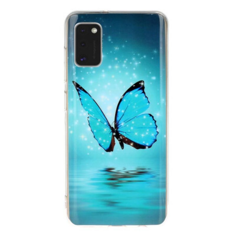 Cover Samsung Galaxy A41 Farfalla Blu Fluorescente