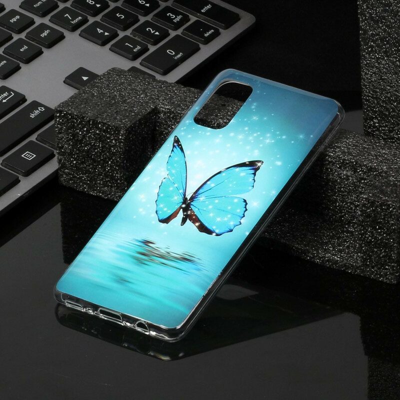 Cover Samsung Galaxy A41 Farfalla Blu Fluorescente