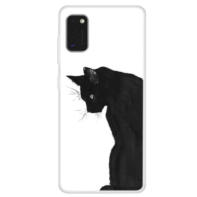 Cover Samsung Galaxy A41 Gatto Nero Pensieroso