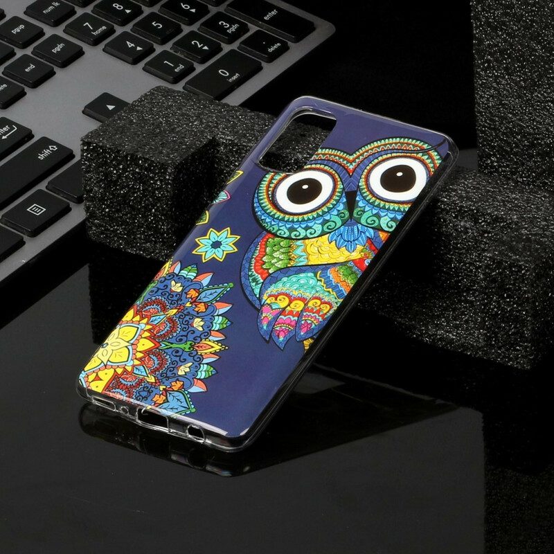 Cover Samsung Galaxy A41 Mandala Gufo Fluorescente