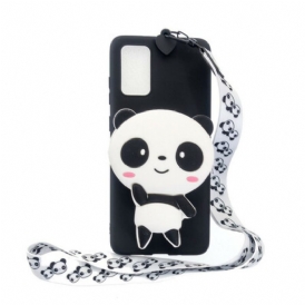 Cover Samsung Galaxy A41 Panda 3d Con Cordino Per Moschettone