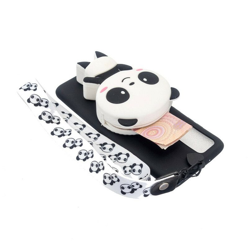 Cover Samsung Galaxy A41 Panda 3d Con Cordino Per Moschettone