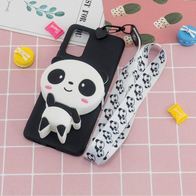 Cover Samsung Galaxy A41 Panda 3d Con Cordino Per Moschettone