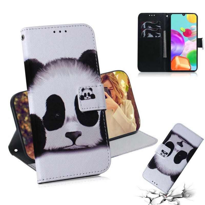 Custodia in pelle Samsung Galaxy A41 Faccia Da Panda