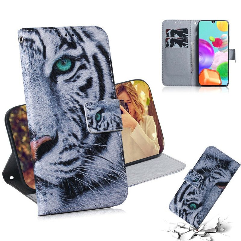 Custodia in pelle Samsung Galaxy A41 Faccia Da Tigre