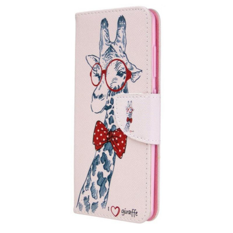 Custodia in pelle Samsung Galaxy A41 Giraffa Intelligente