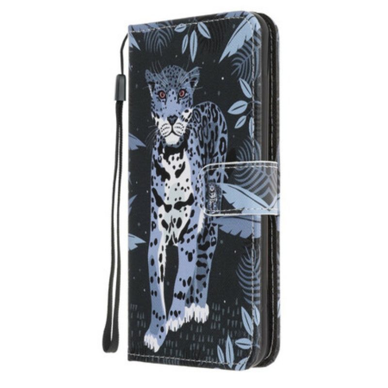 Custodia in pelle Samsung Galaxy A41 Leopardo Con Spalline