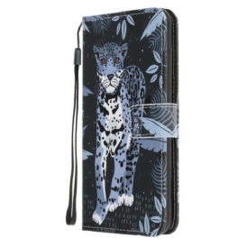 Custodia in pelle Samsung Galaxy A41 Leopardo Con Spalline