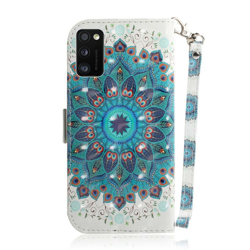 Custodia in pelle Samsung Galaxy A41 Mandala Magistrale Con Cinturino