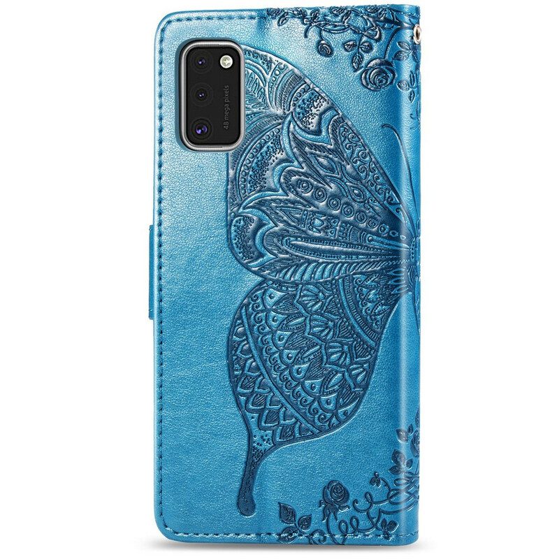 Custodia in pelle Samsung Galaxy A41 Mezze Farfalle