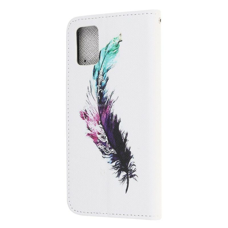 Custodia in pelle Samsung Galaxy A41 Piuma Con Cordino