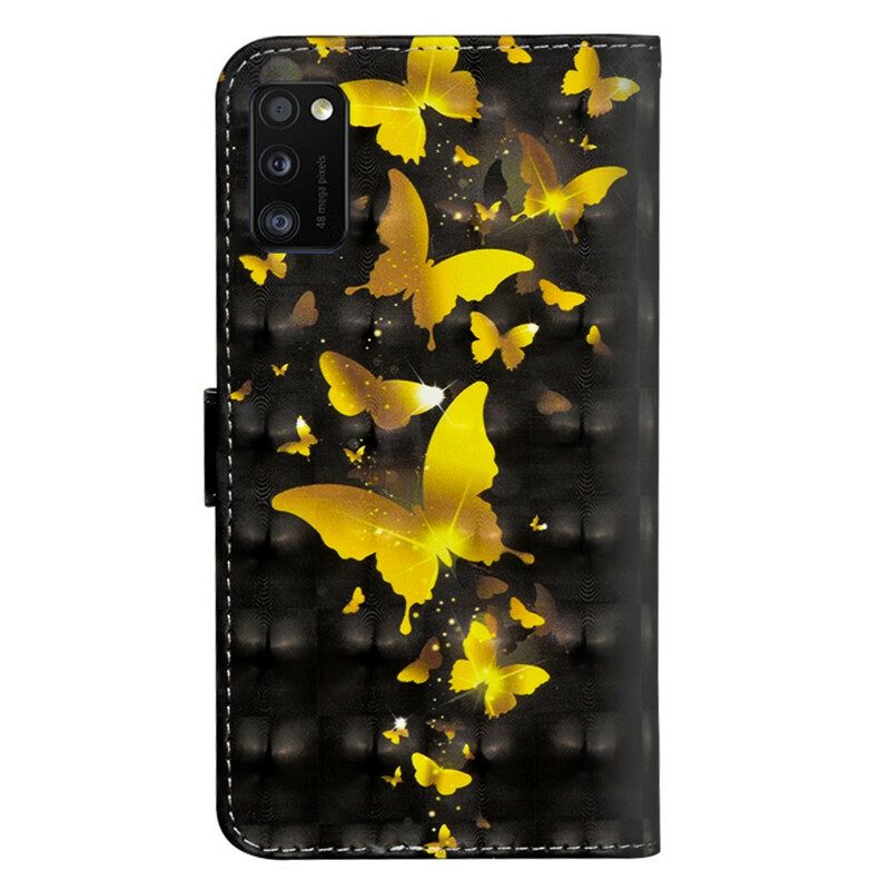 Folio Cover Samsung Galaxy A41 Farfalle Gialle