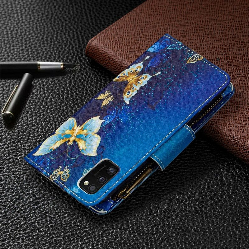 Folio Cover Samsung Galaxy A41 Tasca Con Cerniera Per Farfalle