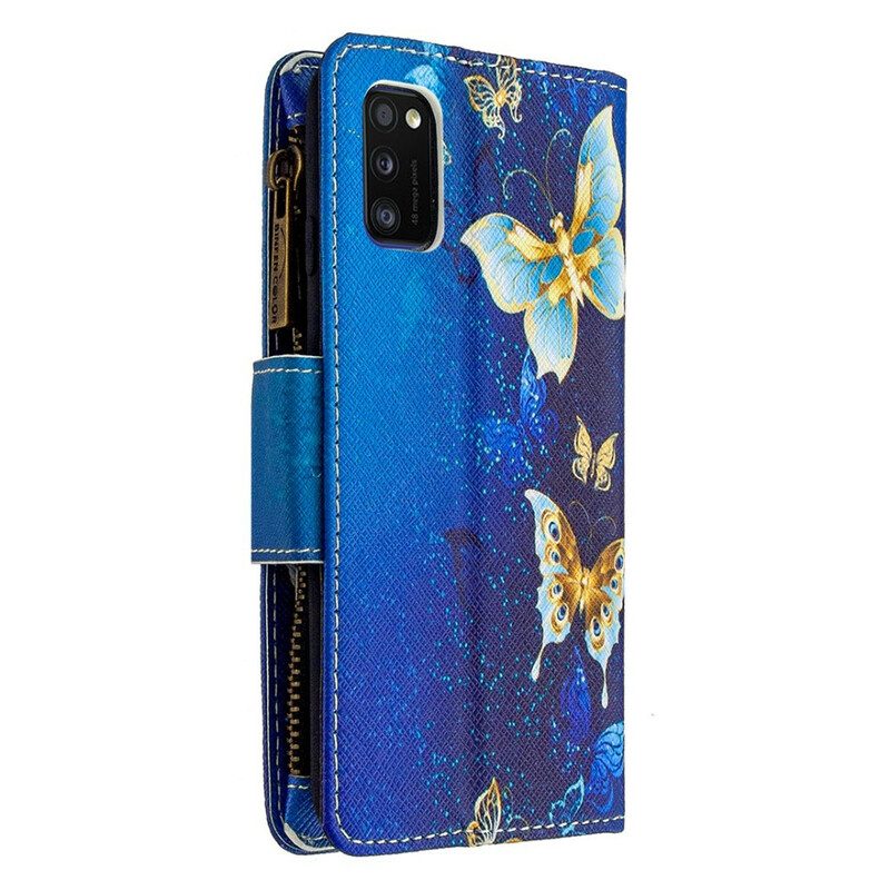 Folio Cover Samsung Galaxy A41 Tasca Con Cerniera Per Farfalle