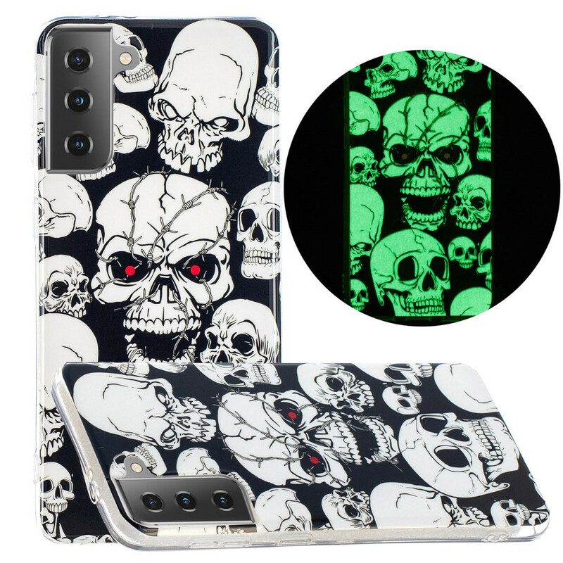 Cover Samsung Galaxy S21 5G Attenzione Teschi Fluorescenti