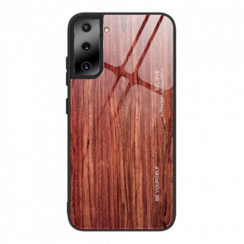 Cover Samsung Galaxy S21 5G Design In Legno Vetro Temperato