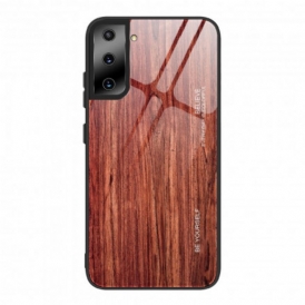 Cover Samsung Galaxy S21 5G Design In Legno Vetro Temperato