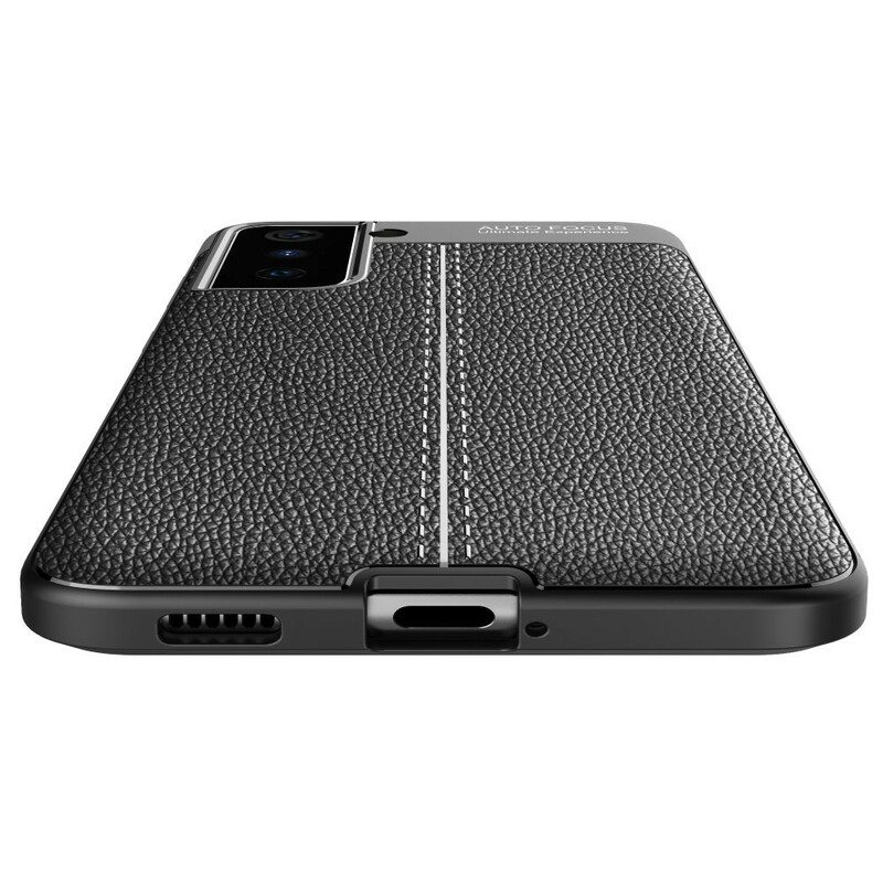 Cover Samsung Galaxy S21 5G Doppia Linea Litchi Effetto Pelle