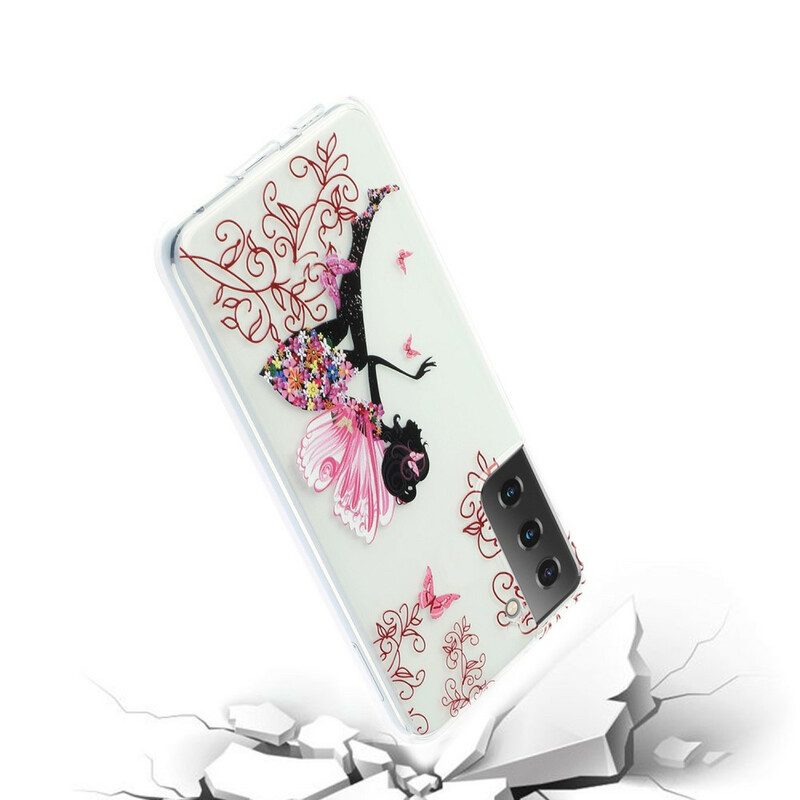 Cover Samsung Galaxy S21 5G Fata Dei Fiori Trasparente