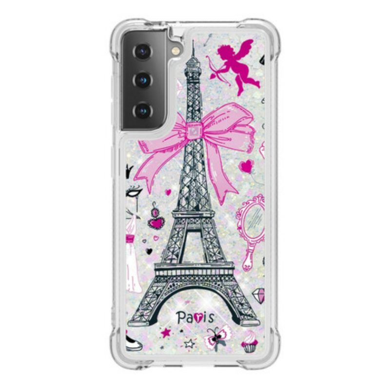 Cover Samsung Galaxy S21 5G Le Paillettes Della Torre Eiffel