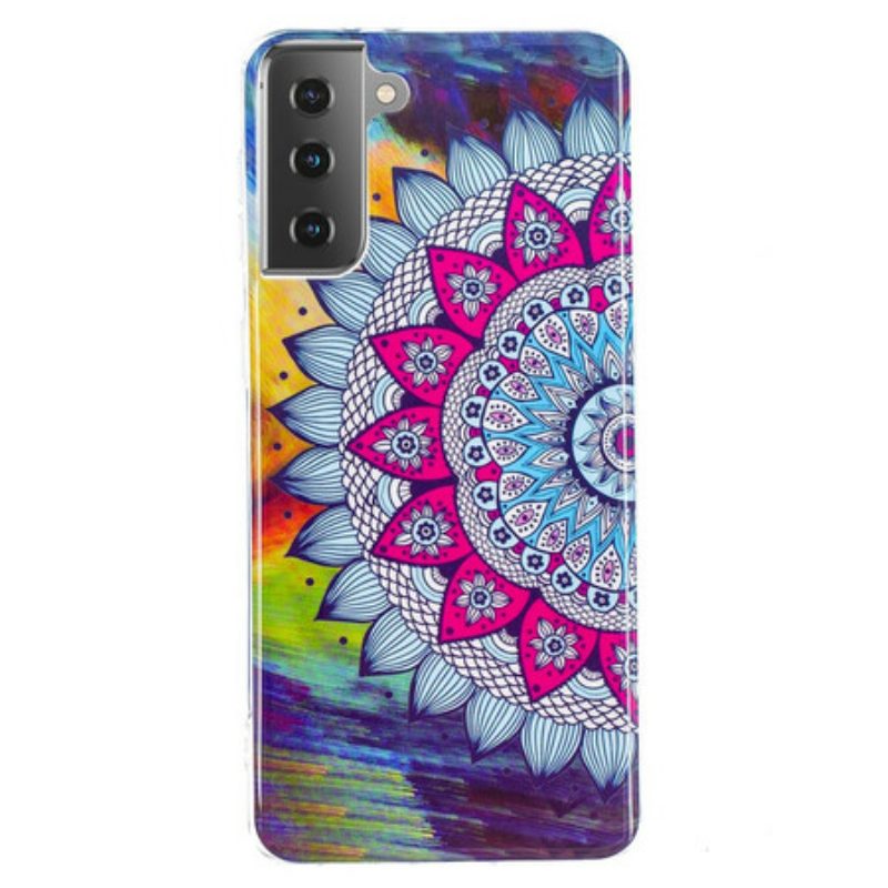 Cover Samsung Galaxy S21 5G Mandala Colorato Fluorescente