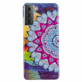 Cover Samsung Galaxy S21 5G Mandala Colorato Fluorescente