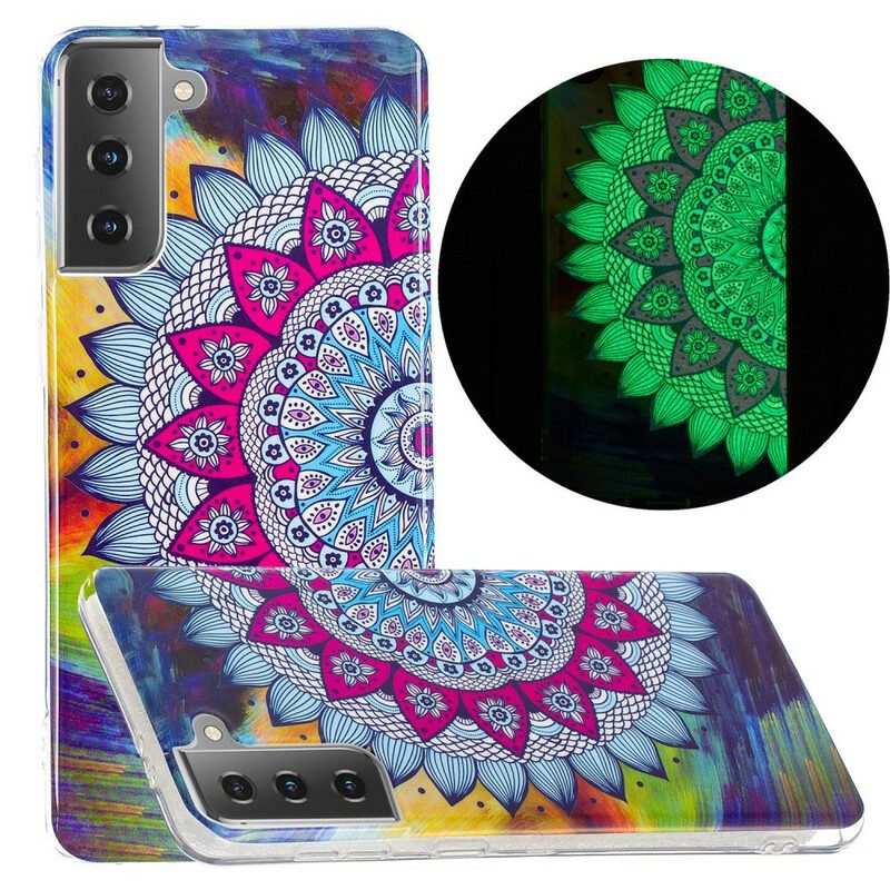 Cover Samsung Galaxy S21 5G Mandala Colorato Fluorescente