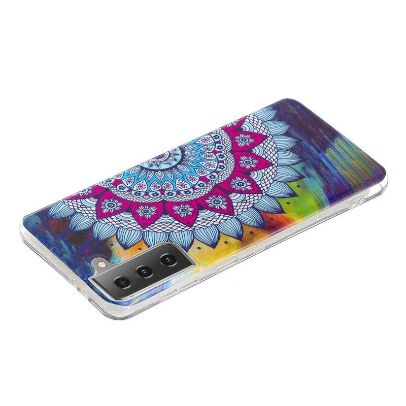 Cover Samsung Galaxy S21 5G Mandala Colorato Fluorescente