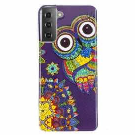 Cover Samsung Galaxy S21 5G Mandala Gufo Fluorescente