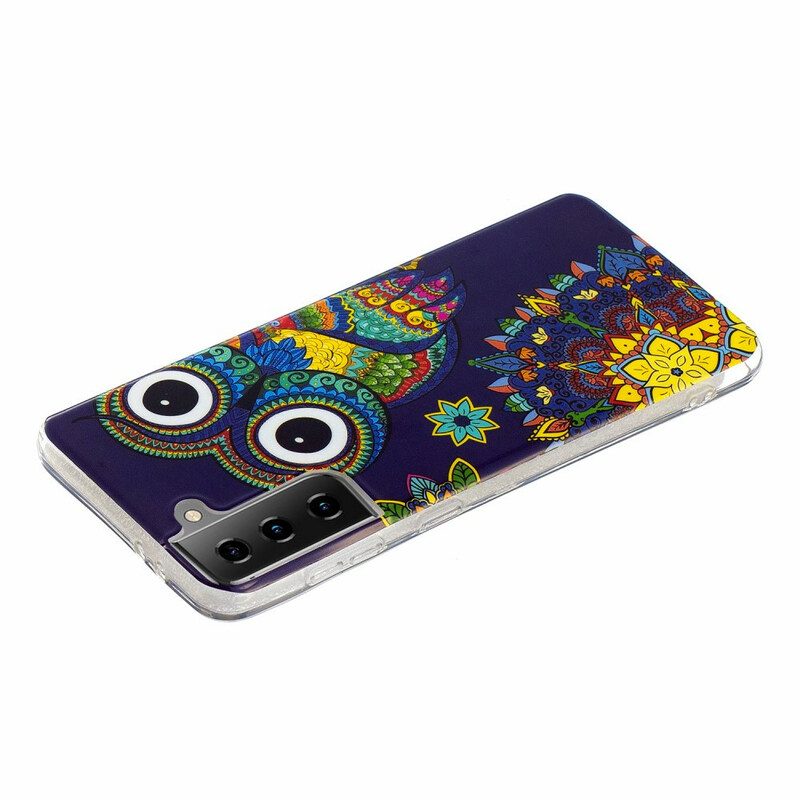 Cover Samsung Galaxy S21 5G Mandala Gufo Fluorescente