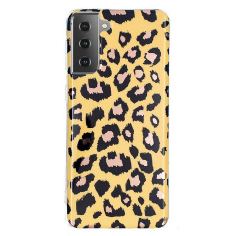 Cover Samsung Galaxy S21 5G Marmo Stile Leopardo