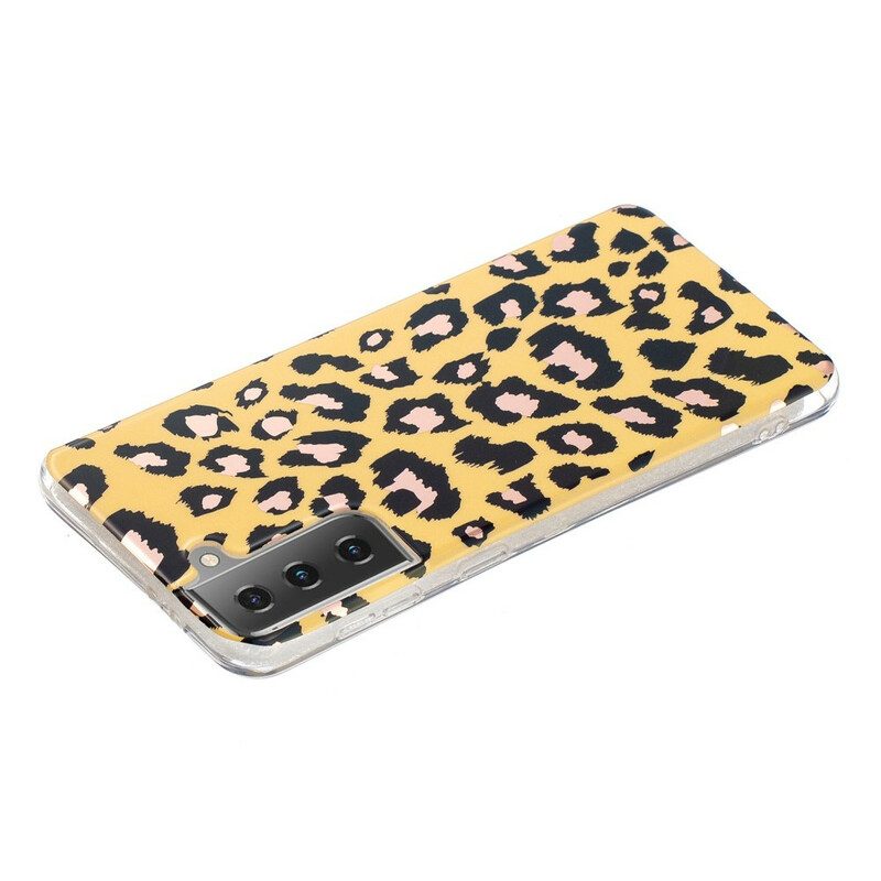 Cover Samsung Galaxy S21 5G Marmo Stile Leopardo