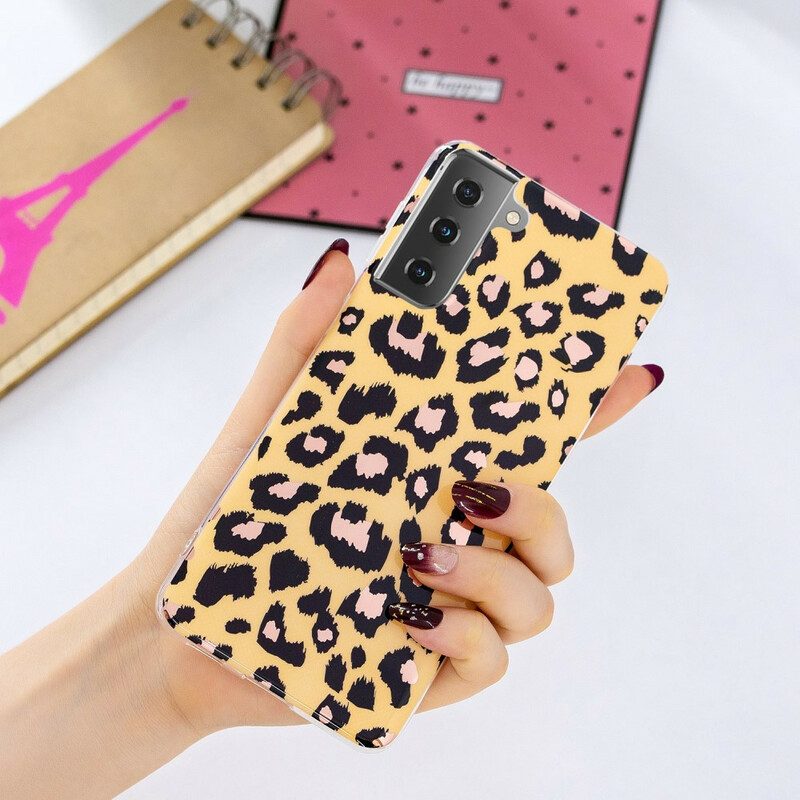 Cover Samsung Galaxy S21 5G Marmo Stile Leopardo